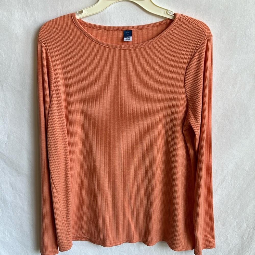 Old Navy Luxe melon orange long sleeve top, size M